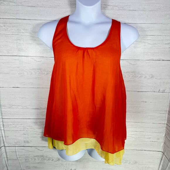VTG Umgee y2k Large orange halter tank babydoll blouse fairy coquette romantic - Picture 1 of 7